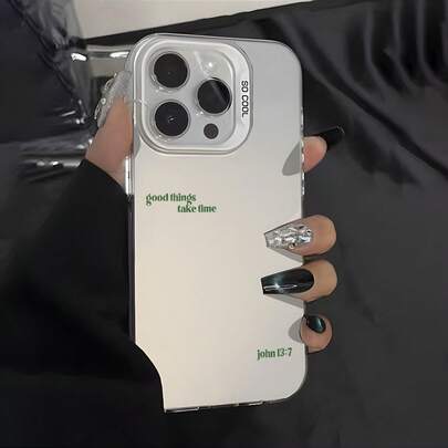 Funda de Teléfono: Funda Mate con Patrón Inglés Verde Láser Compatible con iPhone 16 15 14 13 12 11 XS XR X 7 8 12/13 Plus Pro Max SE - Regalo de Cumpleaños/Regalo de San Valentín para Novio/Novia VLFU