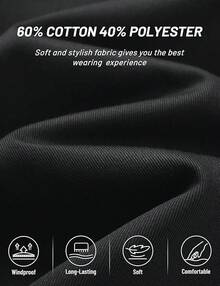 Men's Cotton Full Zip Up Work Jackets Turndown Collar Business Casual Windbreaker With 3 PocketsChristmas O5SK - 黑色 - 查看 6