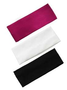 1/3/4条装运动纯色头带，休闲家居发带头巾吸汗带，秋冬季女士度假装扮发饰优雅围巾女士头巾柔软头巾 - 彩色 - 查看 11