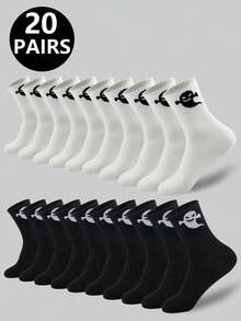 5 Pairs/10 Pairs/20 Pairs/ Men's Casual Socks, Mid Length Socks, White Socks, Winter Socks, Black Socks, Sports, Fall Socks