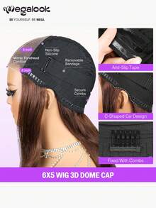 MEGALOOK 200% 密度奢华 100% 真人发预剪 6x5 蕾丝前假发，巧克力棕色，沙龙级品质，易于佩戴，蓬松丰盈，#4 深棕色卷发假发，无需胶水，100% 原生真人发假发，耐用轻盈帽 - S4 - 查看 4