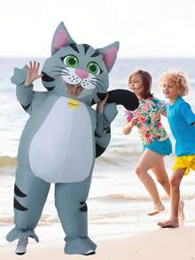 成人充气猫咪服装，猫咪服装，男女通用充气服装，全身猫咪服装，趣味猫咪服装，圣诞节万圣节充气服装 - 灰色 - 查看 4