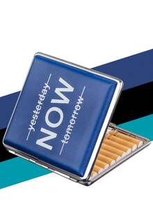 1pc Letter Printed Leather Cigarette Case, Holds 20 Cigarettes, Crush-Resistant, Portable, Moisture-Proof Alloy Leather Cigarette Box, Personalized Cigarette Holder For Men