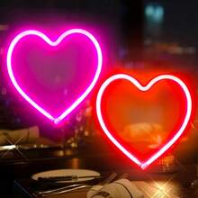 1pc Heart Shaped Neon Sign Light, Neon Heart Wall Decor, Home Decor, Holiday Decor, Battery Or USB Powered LED Neon Heart Light, Suitable For Birthday Party, Celebration, Proposal, Anniversary, Valentine's Day, Mother's Day, Halloween, Christmas And Other Holidays Decoration And Gift - White - View 7