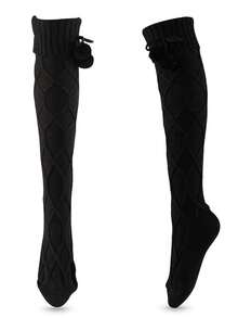 Tất ống cao đến đùi bằng vải len mềm mại ấm áp mùa đông dành cho nữ, màu trơn, F3MD, Y2k, ấm áp - Nhiều màu - Xem 6