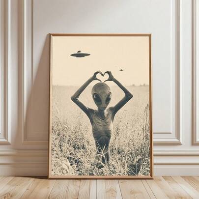 1 Parça, Tuval Çerçeveli Duvar Sanatı, Vintage Uzaylı Duvar Resmi, UFO Tutkunları ve Paranormal Olaylara Hayranlar İçin Tasarlanmış, Uzaylı Duvar Resmi, UFO Posteri, Bilimkurgu Teması, Uzaylı Sanatı, Retro Ev Dekorasyonu, Oda Dekorasyonu, Yurt Dekorasyonu, Sınıf Dekorasyonu