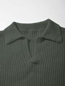 男士罗纹高领毛衣，休闲宽松套头针织衫，秋冬季长袖上衣 - 灰色 - 查看 8