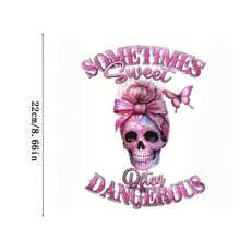 1/2/3pcs Pink Skull Heat Transfer Stickers, DIY Iron-On Patches, Suitable For Durable Plastic T-Shirts, Pillow Decor, Washable Multi-Color Stickers For Backpacks, Pillows, Pants, Sofa Covers - High Quality And Fade-Resistant T-Shirt Printing - Multicolor - View 8