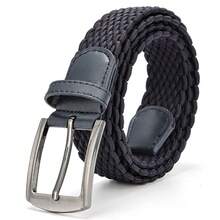 1pc Men's Solid Color Fashionable & Versatile Elastic Braided Belt For Outdoor Sports And Daily Wear Casual Summer, School Fall, Autumn, Halloween Autumn-Winter Accessories,Suitable For Teens, Youth,Men,Casual, Outdoor, Athletic, Vacation, Graduation Gifts, Birthday, Daily Wear - Black - View 5