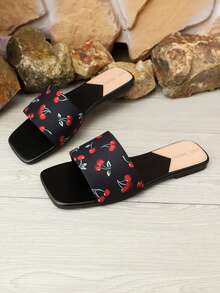 Sandalias de verano con diseño de cereza, de moda y populares para mujeres. Cómodas y versátiles, apropiadas para diversas ocasiones