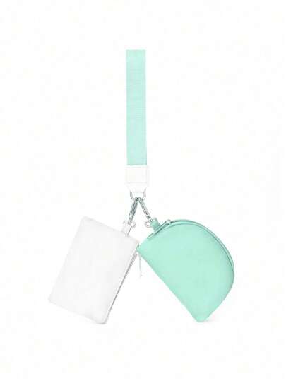 女士迷你拉链腕包，双口袋腕带便携钥匙包零钱包，黑色迷你零钱包，秋季旅行钱包零钱包