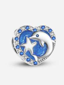 1 件 925 纯银蓝色全钻海洋串珠适合女士手链手镯 DIY 珠宝制作和日常服装搭配珠宝装饰适合女孩 - 銀色 - 查看 15