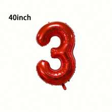 1pc 32/40 Inch Red Solid Number Foil Balloon, 0-9 Large Size Polyester Digit Balloons, Decorative Balloons, Reusable, Suitable For Birthday Decoration, Party Decoration, Anniversary, Room Decoration, Wedding Anniversary, Party Supplies - Red - View 26