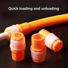 4/6 Inch Quick Connect Straight Through Hose Adapter, Orange And White Plastic Hose Connector For Gardening Watering And Car Washing, Adjustable Tightening Mechanism, Universal Thread Standard, No Battery Required, Potable Water , Garden Hose Connector | Adjustable Hose Connector | Plastic Structure, Hose Connection