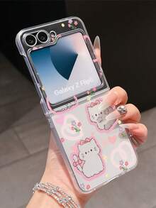 1pc Fashionable And Simple Frosted PC Material Cute Cat Element Folding Phone Case, Can Protect And Prevent Falling: SamsungGalaxy Zflip 3/Zflip 4/Zflip 5/Zflip 6/Zflip 7/OPPO Find N3 Flip/ Razr 50 Ultra/ Razr 60 Ultra/ Razr 60/ Razr 50/XiaomiMIX Flip/Galaxy Z Flip7 FE