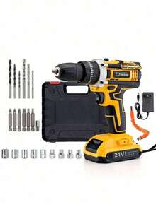 Professional 26V/48V Screwdriver With 2 Batteries, Complete Kit + Case And Accessories (46 Pieces) - Drill-26V-2 Battery - View 2