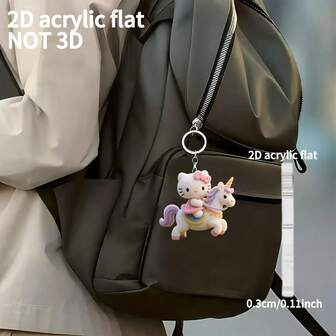 [2D Flat] Sanrio 1-Piece Hello Kitty Acrylic Keychain, Practical And Beautiful Novelty Keychain, Key Chain, Christmas, Holiday Gift Decoration Key Pendant, Car Key Chain, Backpack Wallet Key Chain Gift Ideas Bag Accessories Lanyards With Id Holder Car Accessories Bag Charms