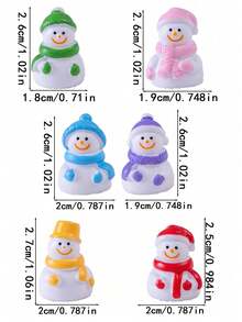 6 pièces Décorations de Noël, figurines mignonnes de bonhomme de neige avec écharpe - Convient pour les scènes enneigées miniatures, la décoration DIY, les accessoires de voiture, la décoration de bureau et de maison, les décorations de fête - Ornements en résine adorables
