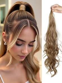 Synthetic Flexible Wrap Around Ponytail Long Wavy Layered Fake Ponytail Hairpiece Extensions For Women Daily Use - Multicolor - View 18