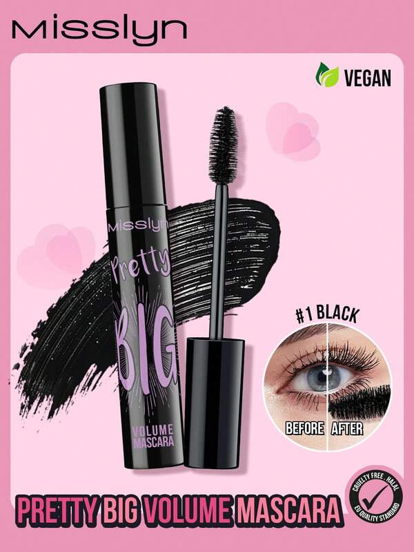 Misslyn Mascara volumizzante bellissimo, nero, mascara volumizzante e allungante lavabile, super volume extra, formula costruibile e rimovibile, facile da lavare e rimuovere, allungante e volumizzante per un effetto ventaglio completo, vegano, senza glutine e cruelty-free