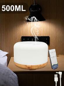 500ml Essential Oil Diffuser With Remote Control, Humidifier 5 In 1 Ultrasonic Aromatherapy Fragrant Oil Humidifier Vaporizer, Essential Oil Diffuser, Aromatherapy Humidifier For Relaxing Atmosphere In Home Office Bedroom