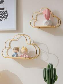 1pc Modern European Style Iron Wall Mounted Shelf - Fashionable Geometric Design, Suitable For Home And Office Decor And Storage