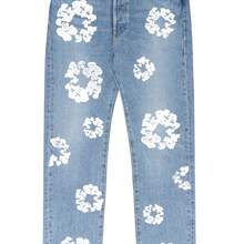 Women's Denim Jeans Fall Winter Casual Commuter Flower Print Baggy Pants Trousers Ladies Fall Fashion Casual Women Jean Pants  Halloween    All    Regular Fit    Pocket  Zipper - màu đen - Xem 6
