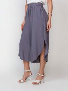 Plain Viscose Pantacurt Pants Simple Knot House - 灰色 - 查看 3