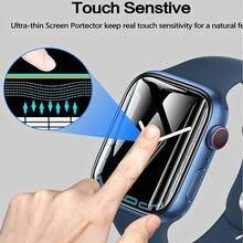 ZYONS 2Pcs 3D Curved Edge Screen Protector Compatible With Apple Watch 49mm 46mm 45mm 42mm 40mm 44mm Ultra 3 SE 3 Series 11 10 9 8 7 [New Version] Soft HD Transparent PMMA Protective Film Anti-Scratch Touch Sensitive - Black - View 4