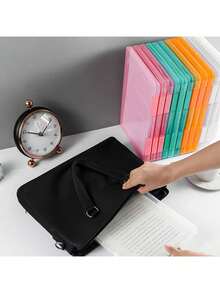 1pc Minimalist Desktop File Storage Box, Transparent Plastic Bill Organizer Box, Minimalist Desktop A4/A5 Paper File Box, Plastic Document Storage Box, School/Home Test Paper Organizer - Multicolor - View 3