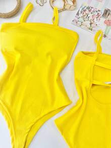 Women's Bodysuit With Braided Straps, Anarruga Fashion Blogger - amarelo escuro - View 2