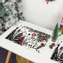 Față de masă de Crăciun cu bile de pin roșu, 4/6 piese, 30x45cm, potrivită pentru decorarea petrecerilor, bucătăriei și restaurantului