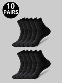 5双/10双/20双装 男士休闲船袜，中筒袜，白色袜子，冬季袜子，黑色袜子，运动袜，秋冬季 - 彩色 - 查看 14