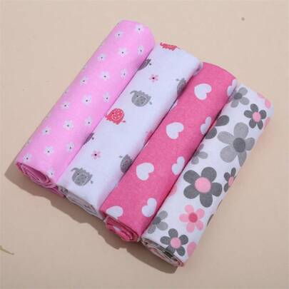 4pcs Baby Soft Swaddle Blankets, Newborn Cute Swaddle Wraps