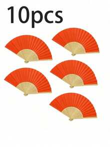10 قطع مروحة يدوية قابلة للطي من الورق العتيقة، مروحة من البامبو قابلة للطي بغطاء ورقي - إكسسوار صيفي مثالي للبقاء باردًا وأنيقًا، مثالي للحفلات والمناسبات