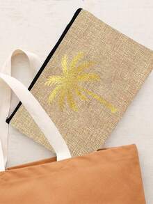 Sac cosmétique de la Fête nationale saoudienne avec palmier en feuille d'or - 7 couleurs au choix, pochette de maquillage thématique de la fête du Moyen-Orient, sac cosmétique pour le rangement de petits articles, sac de rangement, sac de rangement de maquillage, pochette, porte-monnaie, sac de rangement pliable léger, parfait pour les célébrations de la Fête nationale saoudienne, les événements culturels et les cadeaux, idéal pour les passionnés saoudiens, les amateurs de festivals et les voyageurs, cadeaux de la Fête nationale saoudienne