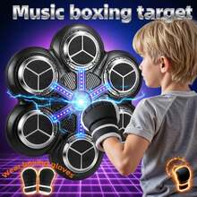 Music Boxing Machine - Interactive Punching Trainer With Boxing Gloves, Large-Sized Wall-Mounted Electronic Boxing Target For Kids, Wireless Punching Pad With LED Lights, Fun Training Equipment For Kids, Ideal Gift For Halloween, Easter And Birthdays