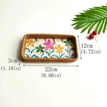 Bandeja decorativa hecha a mano de ratán y concha de 8.66 X 4.72 X 1.18 pulgadas, organizador de escritorio, soporte para llaves de entrada - Multicolor - Ver 15