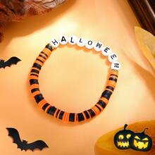 MDFUN Halloween Beaded Bracelets Pumpkin Spider Ghost Charms Bracelets BOO Happy Halloween Stretch Bracelets Set Holiday Gift