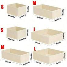 12pcs/6pcs/4pcs/3pcs/1pc Beige Baby Clothes Fabric Compartment Underwear Storage Box, Foldable Deep Drawer Organizer For Socks, Bras, Towels, Ties, Newborn Baby Gifts