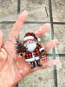 50 Peças Sacos de Doces Autoadesivos Transparentes de Natal, Sacos de Celofane para Lanches de Natal, Sacos de Presente de Natal, Sacos de Presente, Sacos de Doces para Biscoitos, Bolos, Embalagem de Chocolate, Suprimentos de Presente para Festa de Natal de Inverno