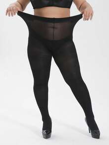 1件装女士300D经典加大码连裤袜，舒适 - 黑色 - 查看 10