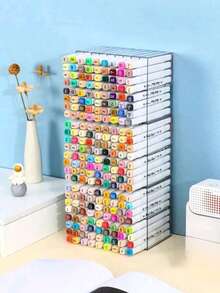 1 Juego de Caja de Almacenamiento de Bolígrafos de Marcador Escritorio, Compartimento de Almacenamiento de Bolígrafos de Acuarela, Caja de Almacenamiento Rectangular Transparente Simple de 18 Agujeros, Puede Almacenar 72 Bolígrafos de Marcador, para Oficina/Aula/Escuela/Dormitorio/Escritorio.