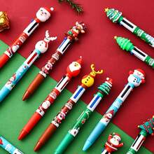 16pcs Festive Christmas Pencils - 4 Colorful Round Ballpoint Pens With Santa, Reindeer, Snowman & Tree Designs, Ideal For Holiday Gifts, Prizes, And Party Favors, Christmas Pencils|Festive Pens|Gifts|Decorative Pens - Black - View 4