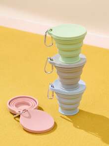 Joivida 1pc Collapsible Water Cup Portable Mother And Baby Silicone High Temperature Resistant Cup Extendable Compression Mini Travel Cup - Multicolor - View 1