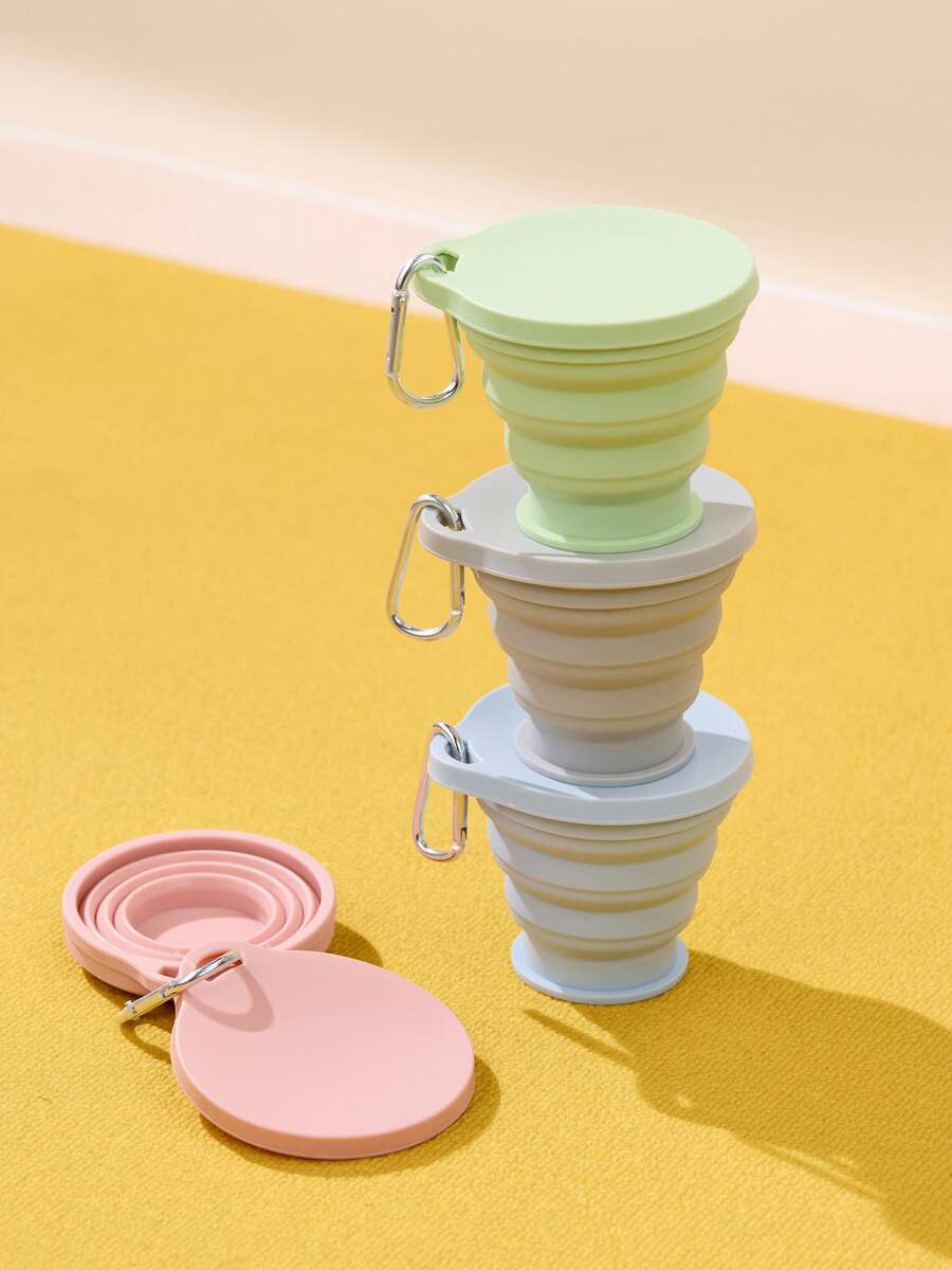 Joivida 1pc Collapsible Water Cup Portable Mother And Baby Silicone High Temperature Resistant Cup Extendable Compression Mini Travel Cup - Multicolor - View 1
