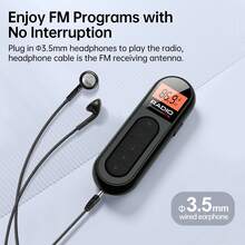 1pc FM Portable Radio,Horse Racing Sports Neck Clip, MiniRechargeable Pocket Radio With Digital Tuning For Optimal Reception, LCD Screen, Belt Clip, Stereo Headphone Jack For Meetings Fitness Jogging Walking Camping
