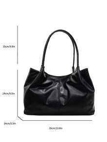 New Soft Leather Large Capacity Tote Bag For Classroom Commuting Handheld, Unique Design Single Shoulder Underarm Bag - Black - View 10