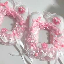 1pc New Lace Photo Display Card Holder, 4 Colors (Pink, Yellow, Blue, Green), Handmade DIY Finished Product, 2D Cartoon Anime ACG Character Fanart, Kpop Cat Ear Bow Decor, Lolita Card Holder - Multicolor - View 3