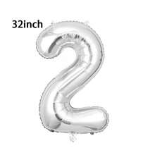 1 个 32/40 英寸银色纯色铝箔数字气球，0-9 大尺寸涤纶数字气球，装饰气球，可重复使用，适用于生日装饰、派对装饰、周年纪念、房间装饰、结婚纪念日、派对用品